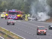 M4 car fire closes exit slip road at junction 30