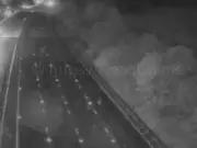 M56 closed near Manchester Airport after two-car crash, one overturns, other catches fire