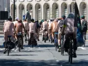 Naked cyclists ride through Cardiff for second time this summer