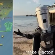 Pilot draws giant bin in sky above Clacton ahead of by-election