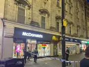 Police cordon at Piccadilly Gardens after incident near McDonald's