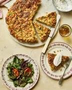 Sami Tamimi's Courgette & Feta Ijeh With Fruit Salad