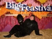 Simon Pegg DJs at Big Feastival as Ashley James and Josie Gibson party