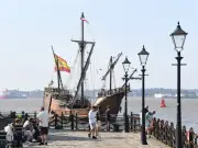 Spanish Nao Santa Maria replica ship docks in Liverpool