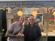 Stanley Tucci samples Welsh cakes at Cardiff market for new Disney+ show