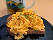 Swap milk for cream cheese in scrambled eggs for tastier breakfast