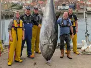 Teen trainee Ada Peake lands first bluefin tuna off Whitby in 90 years
