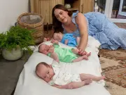 Triplets mum uses 1,000 nappies and 270 bottles a month