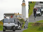 Trump aide Natalie Harp pictured chasing golf cart in Scotland