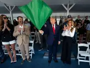 Trump mocked after awkward green flag wave at IndyCar race