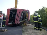 Twelve dead as tourist bus crashes in Hungary after driver 'fell asleep at wheel'