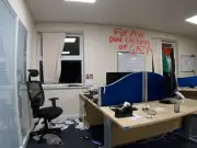 Two arrested after pro-Palestine activists vandalise defence firm office