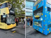 Two Bee Network buses damaged in Piccadilly Gardens collision