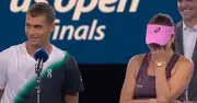 US Open star left red-faced after partner's hilarious speech blunder