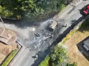 Vehicle fire closes A40 in Crickhowell after explosions heard