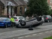 Woman Injured as Car Flips Onto Roof in West Lothian Crash