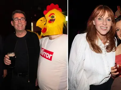 Andy Burnham enjoys Guinness with Mirror Chicken at Labour party