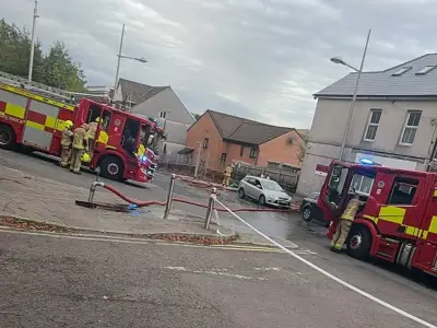 Ebbw Vale house destroyed in fire as road remains closed