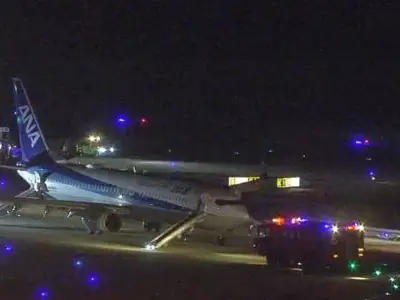 Passengers escape ANA flight via slides after 'loud boom' and emergency landing in Japan