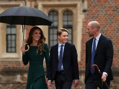 Prince George beams on first day at £63k-a-year Eton with William and Kate