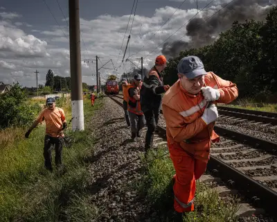 Russia targets Ukraine's rail network, killing six workers in Kyiv strikes