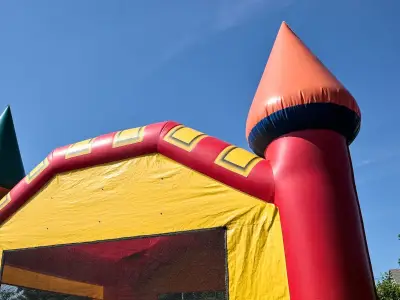 Two children injured after bouncy castle lifted by wind in Geelong