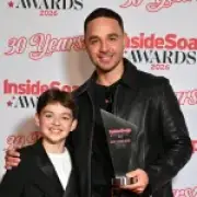 Adam Thomas and son Teddy celebrate Best Drama Star win at Inside Soap Awards
