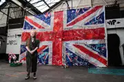 Artist turns discarded lamppost flags into giant Union flag