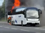 Celtic fans evacuated as coach bursts into flames after Rangers defeat