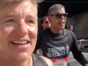 Chris Kamara's legs collapse after emotional Great North Run finish