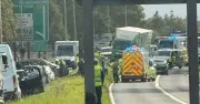 Edinburgh A8 crash: Emergency crews at scene near airport