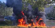 F-16 crash in Michigan: Pilot 'conscious and alert' after jet bursts into flames