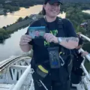 Grieving mum climbs UK's tallest rollercoaster for son who loved Thorpe Park