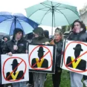 Protesters block Orange Order march in Portadown as police negotiate
