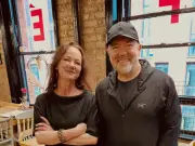 Ricky Gervais surprises fans at Manchester cafe in Afflecks