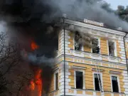 Russian drone sparks fire at Kyiv academy as people flee windows