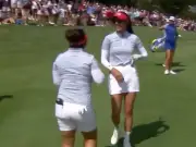 Topless caddie celebration at women's golf leaves fans in disbelief