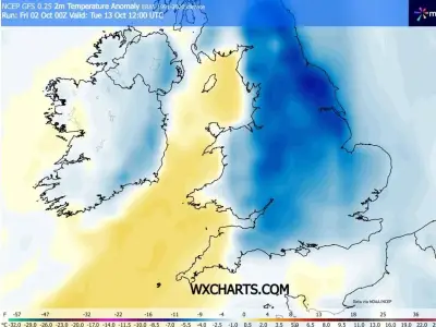 Cold shock to freeze UK as only 14 counties could hit 10C