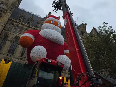 Giant Zippy Santa Returns to Manchester's Albert Square Early