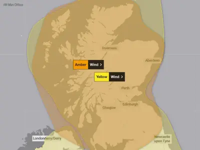 Storm Beolo: Amber warning for 80mph winds across Scotland