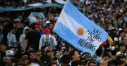Argentina fans show Falklands banners at Messi's final match