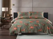Cosy autumn bedding with fox and deer print in rare double discount