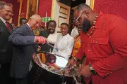 King Charles tries steel drums at Commonwealth diaspora reception