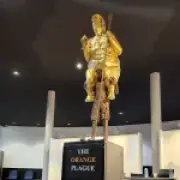 Naked golden Trump statue 'Orange Plague' unveiled in Strasbourg