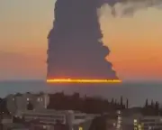 Naval drone hits oil tanker off Sochi, triggering massive blaze
