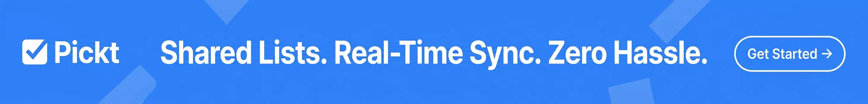 Pickt in-feed banner — collaborative shopping lists app for Telegram with grocery icons